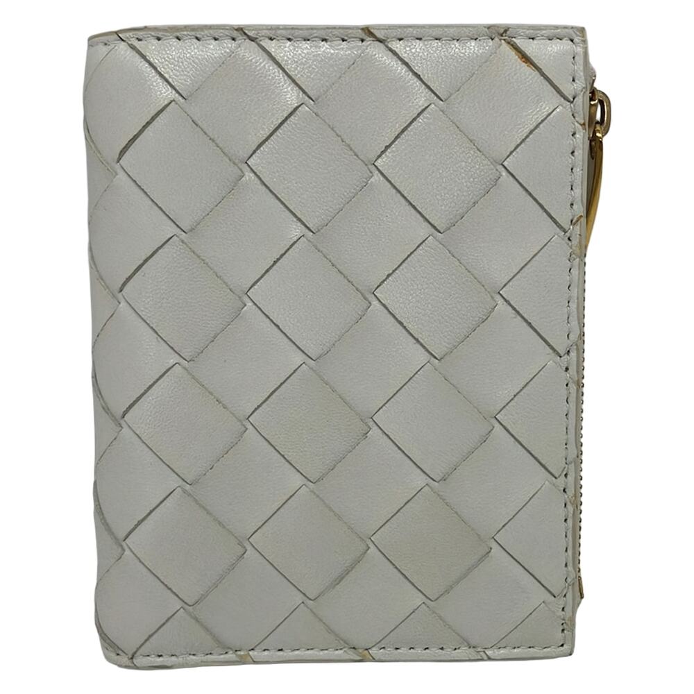 Bottega Veneta Maxi Intrecciato Cassette Compact Wallet Bifold Wallet Leather